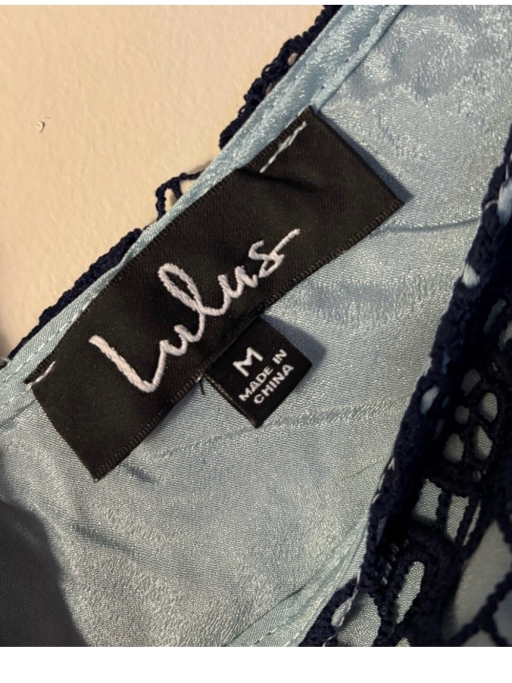 Lulu's Navy and Light Blue Floral Lace Mini Dress - Picture 4 of 6